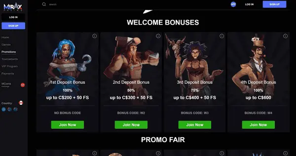 Mirax Casino preview 3