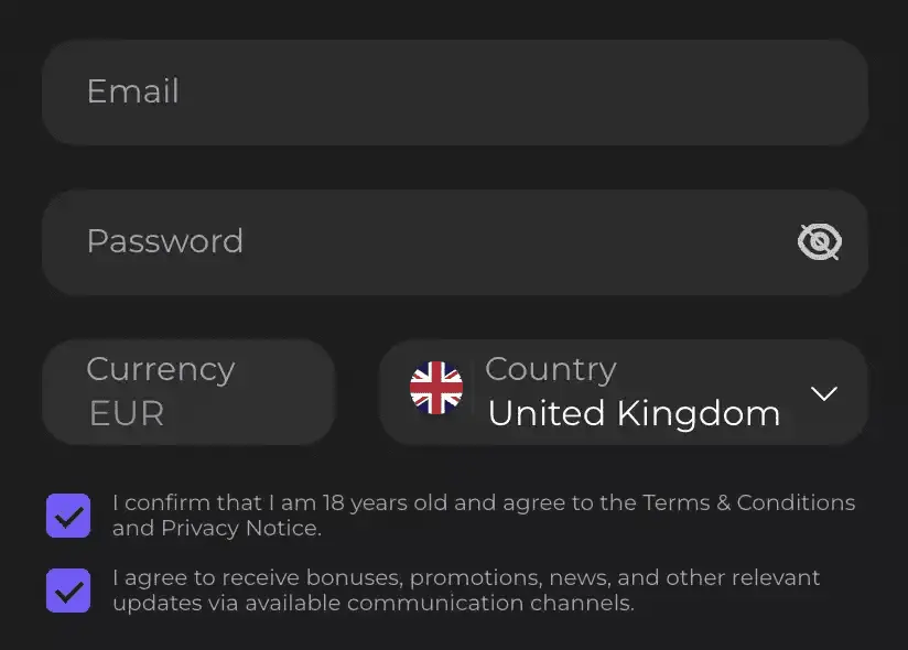Wildies casino registration form