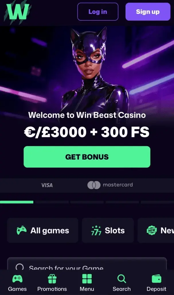 WinBeast welcome bonus promotion page