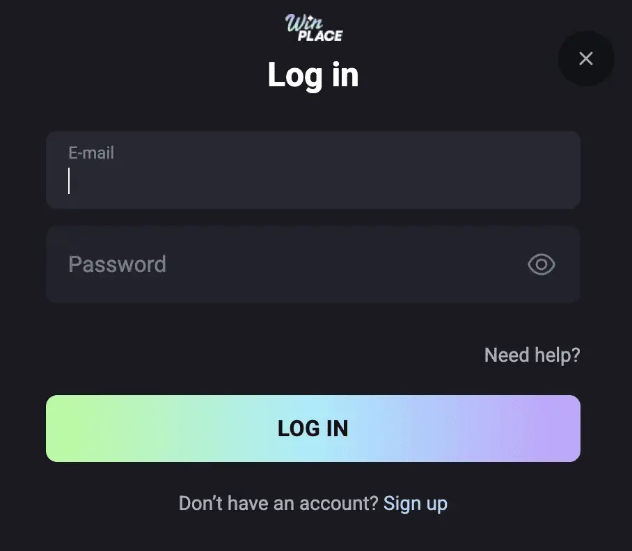 Win Place registration page