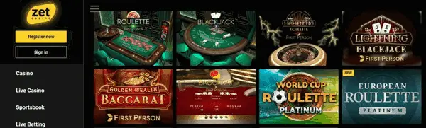 Zet Casino preview 3